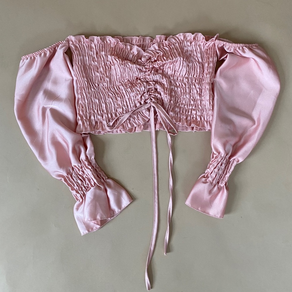 Pink (Silk like) Crop Top